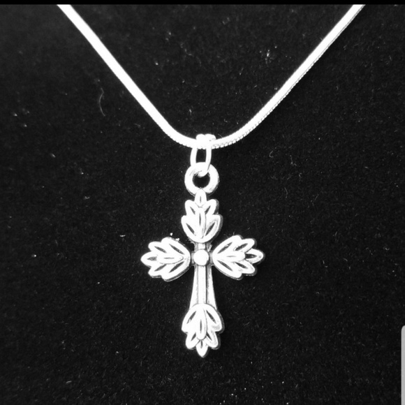 Palm Leaf Cross 20"\ .925 Sterling Silver … - Picture 1 of 2